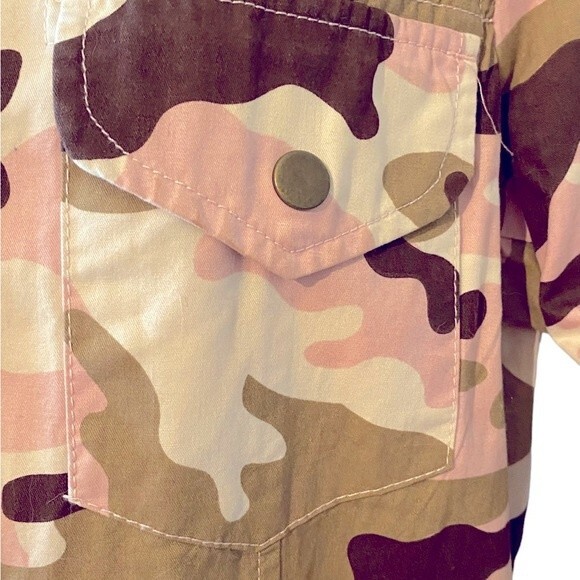 Cream, camel & pink camo jacket, pink camouflage lightweight coat by Love Tree L - Picture 7 of 15